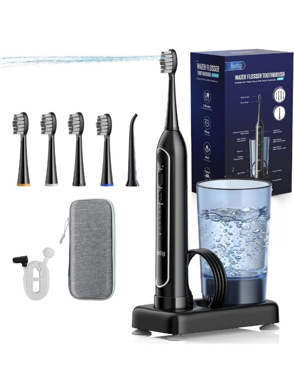 2-in-1 Electric Toothbrush with Water Flosser Combo for Adult